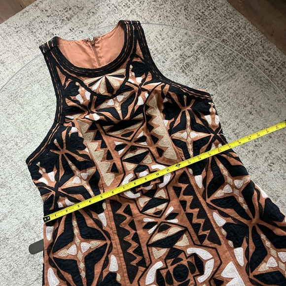 Anthropologie Geometric Brown Mini Dress Sz 16 (XL) - Picture 10 of 14